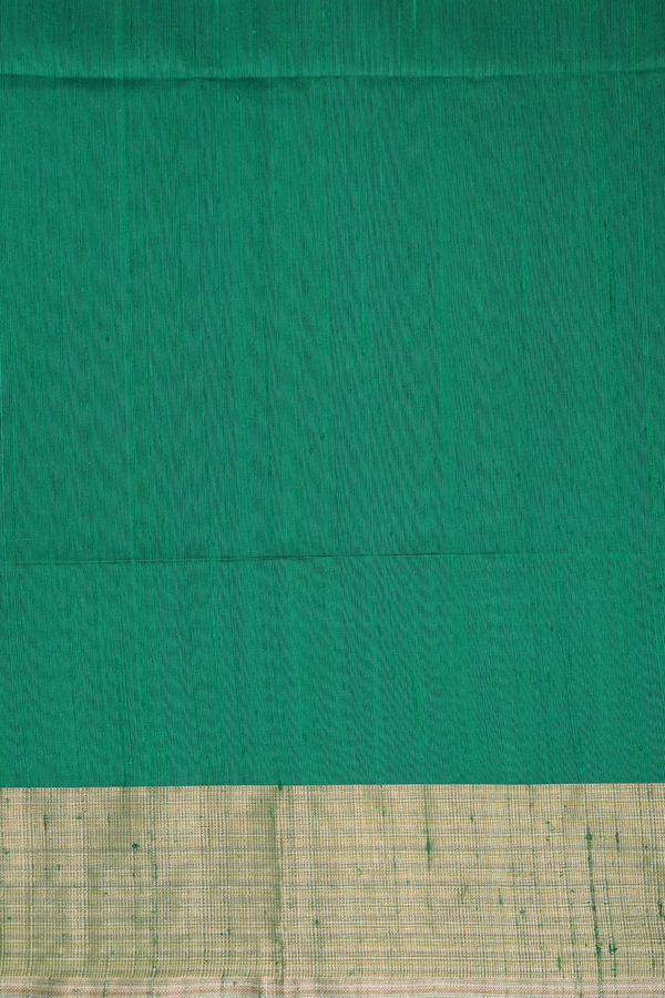 Raw Silk Saree In Emerald Green With Bavanchi Border