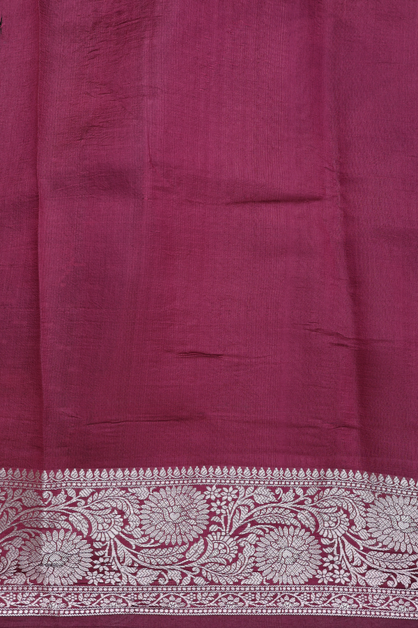 Raw Silk Saree In Forest Green With Allover Design