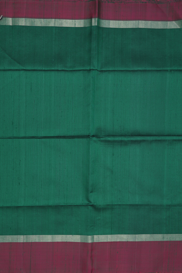 Raw Silk Saree In Forest Green With Contrast Border