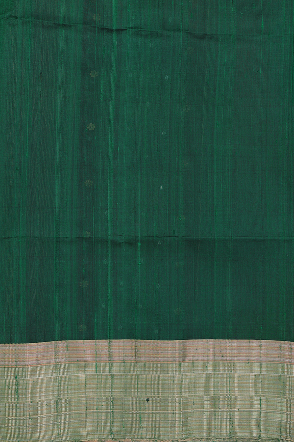 Raw Silk Saree In Forest Green With Zari Border