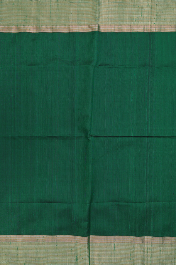 Raw Silk Saree In Forest Green With Zari Border