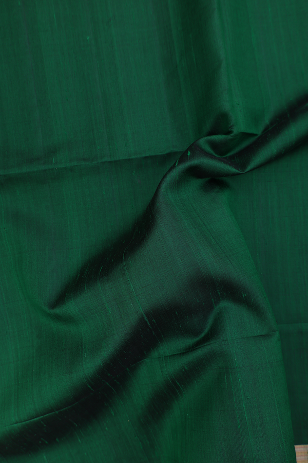 Raw Silk Saree In Forest Green With Zari Border