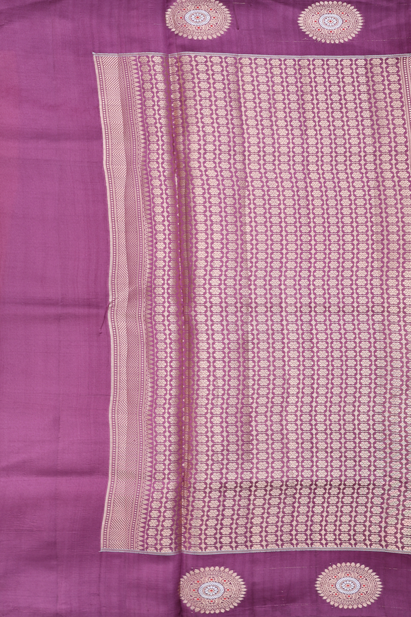 Raw Silk Saree In Ginger Orange With Diagonal Design