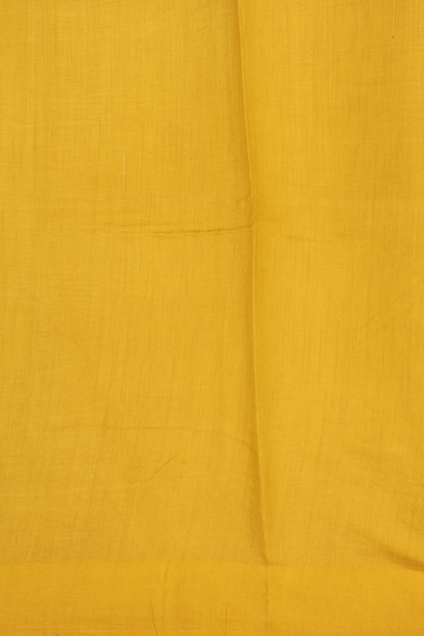 Raw Silk Saree In Golden Yellow With Floral Buttas