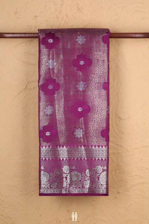 Raw Silk Saree In Grape Purple With Allover Design