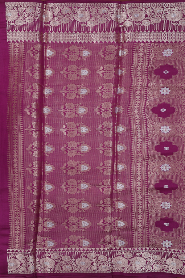 Raw Silk Saree In Grape Purple With Allover Design