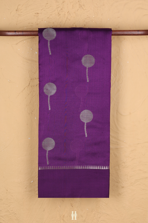 Raw Silk Saree In Grape Purple With Floral Motifs