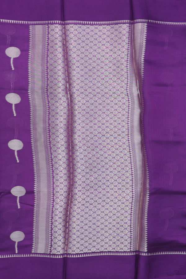 Raw Silk Saree In Grape Purple With Floral Motifs