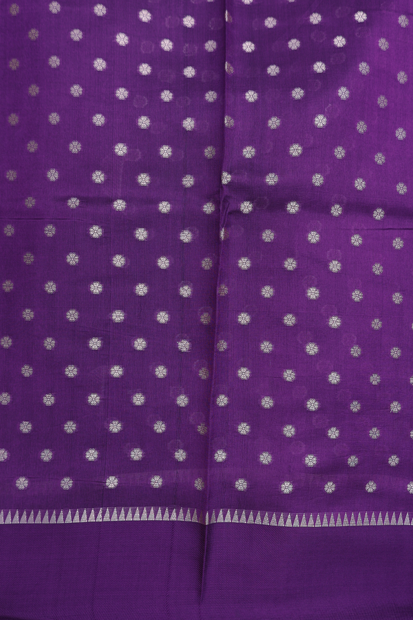 Raw Silk Saree In Grape Purple With Floral Motifs