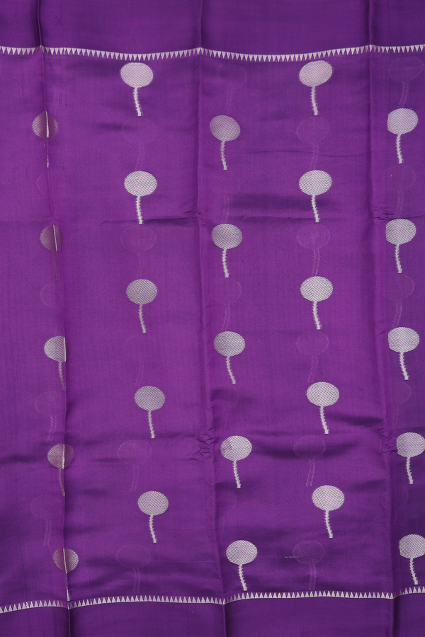 Raw Silk Saree In Grape Purple With Floral Motifs