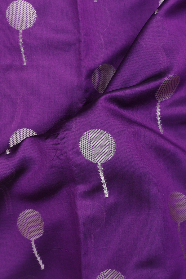 Raw Silk Saree In Grape Purple With Floral Motifs