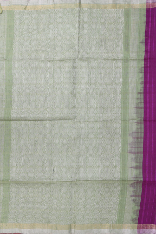 Raw Silk Saree In Grape Purple With Self Stripes Design
