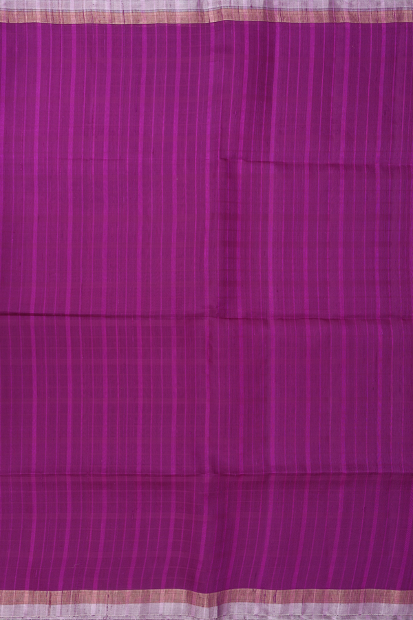 Raw Silk Saree In Grape Purple With Self Stripes Design