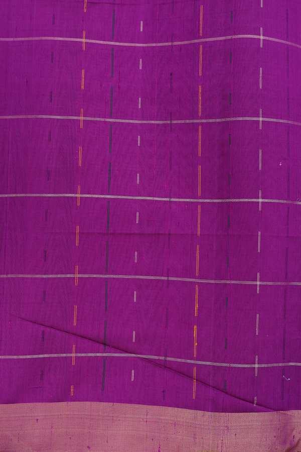 Raw Silk Saree In Grape Purple With Stripes Design