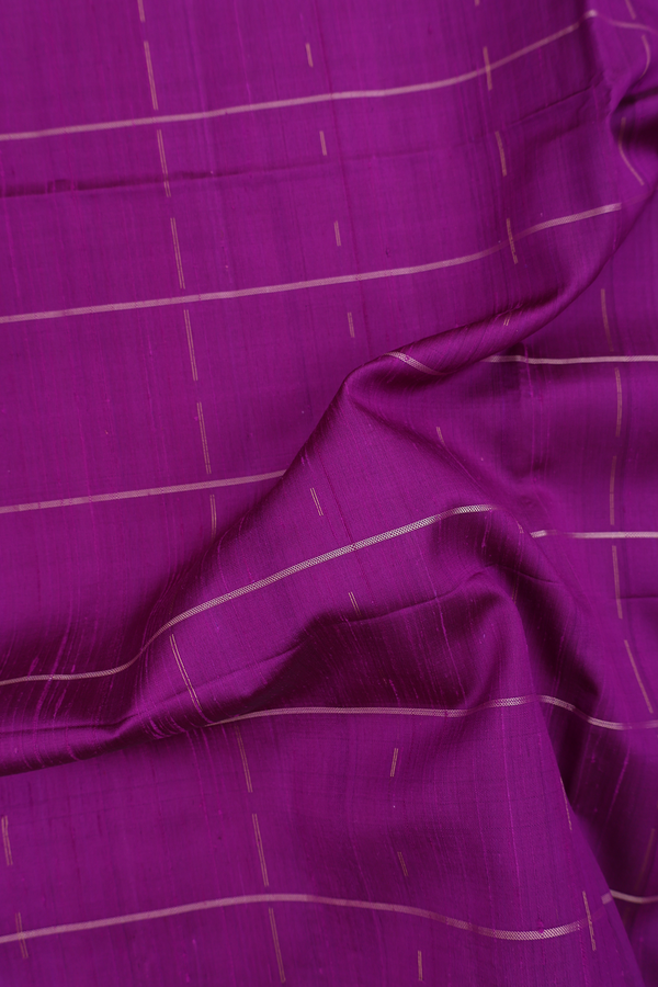 Raw Silk Saree In Grape Purple With Stripes Design