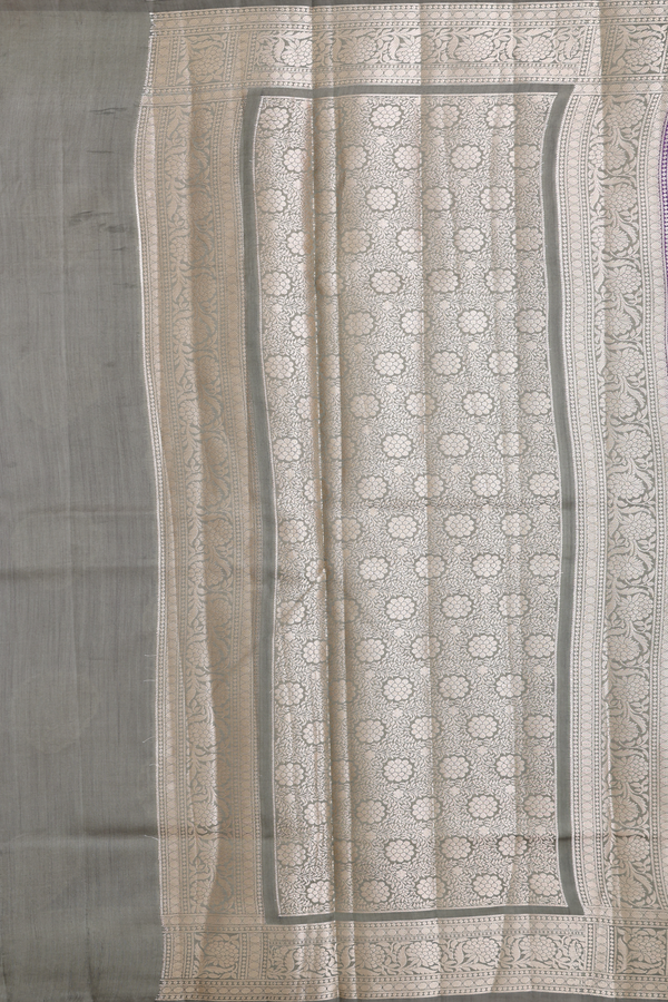 Raw Silk Saree In Grape Purple With Zari Motifs