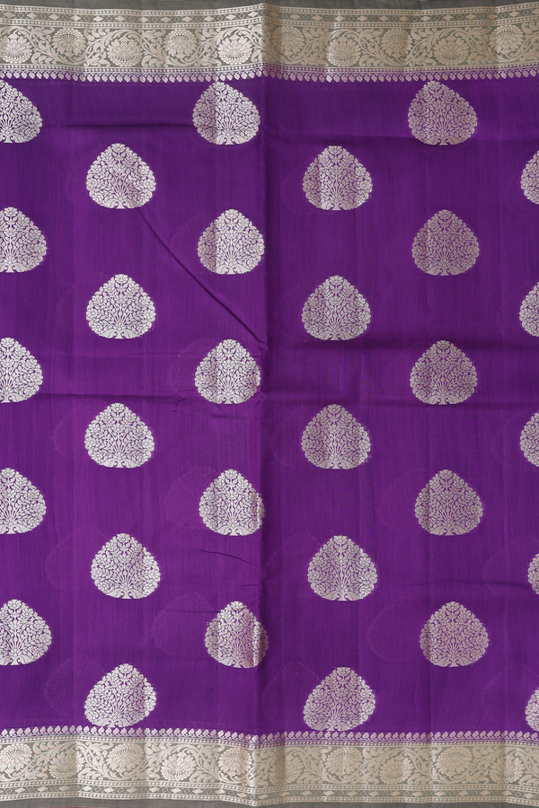 Raw Silk Saree In Grape Purple With Zari Motifs