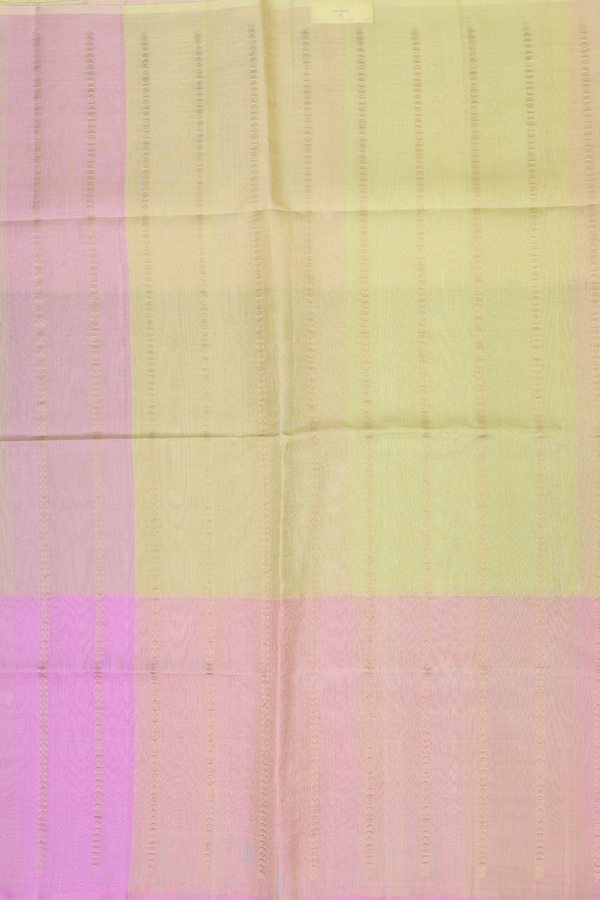 Raw Silk Saree In Green And Dual Tone With Stripes Design