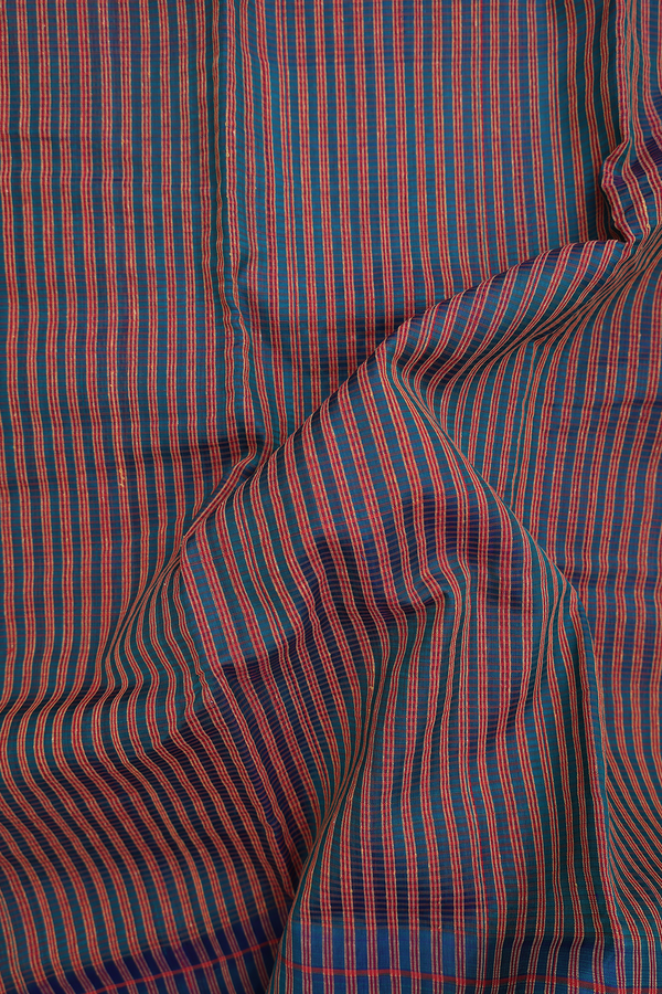 Raw Silk Saree In Green And Red With Checks Design