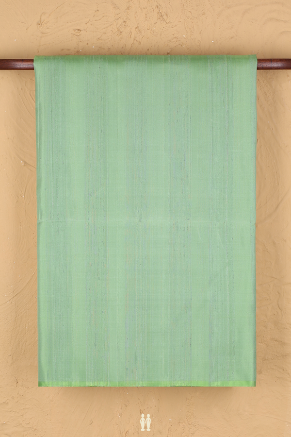 Raw Silk Saree In Green With Plain