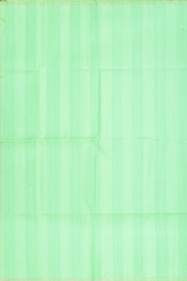 Raw Silk Saree In Green With Plain