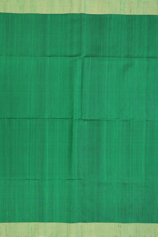 Raw Silk Saree In Leaf Green With Zari Border