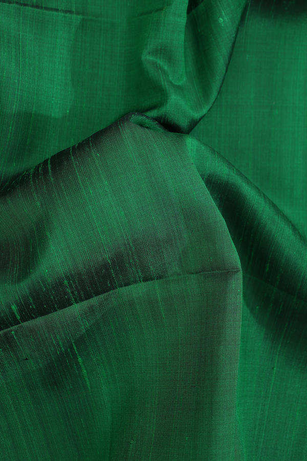 Raw Silk Saree In Leaf Green With Zari Border