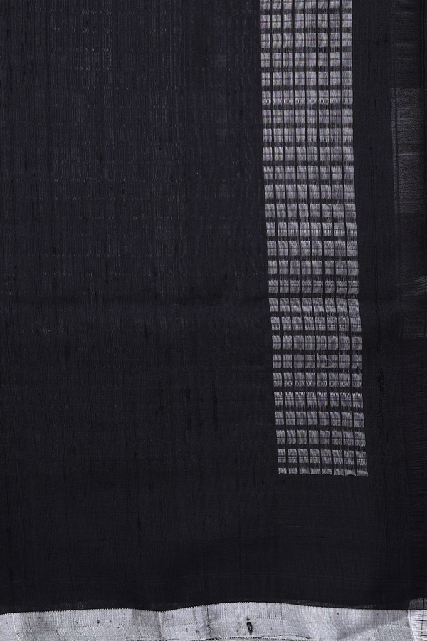 Raw Silk Saree In Grey And Green With Stripes Design