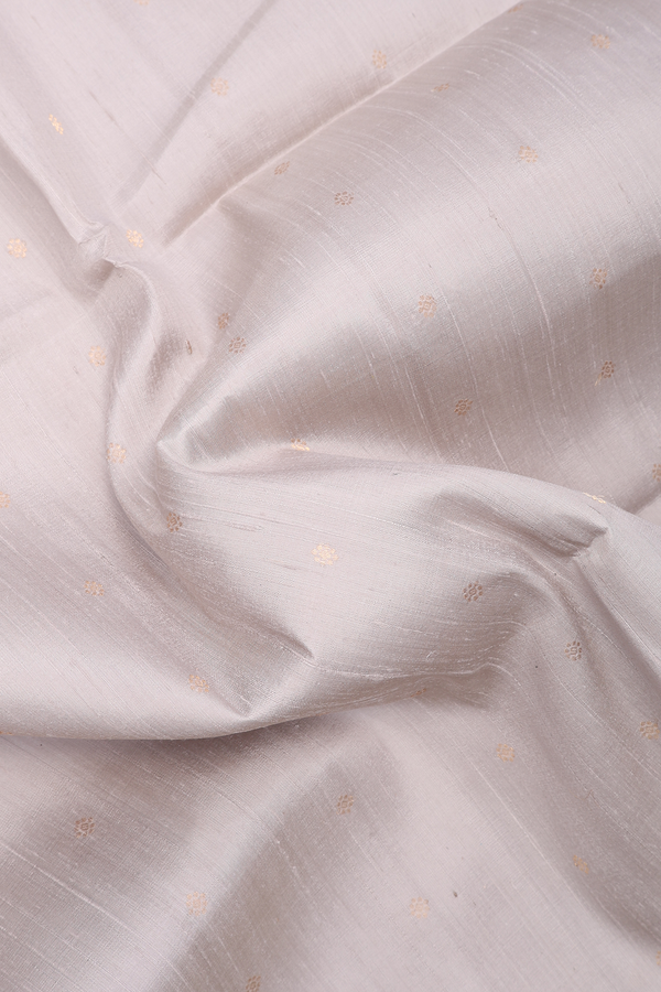 Raw Silk Saree In Grey With Floral Buttis