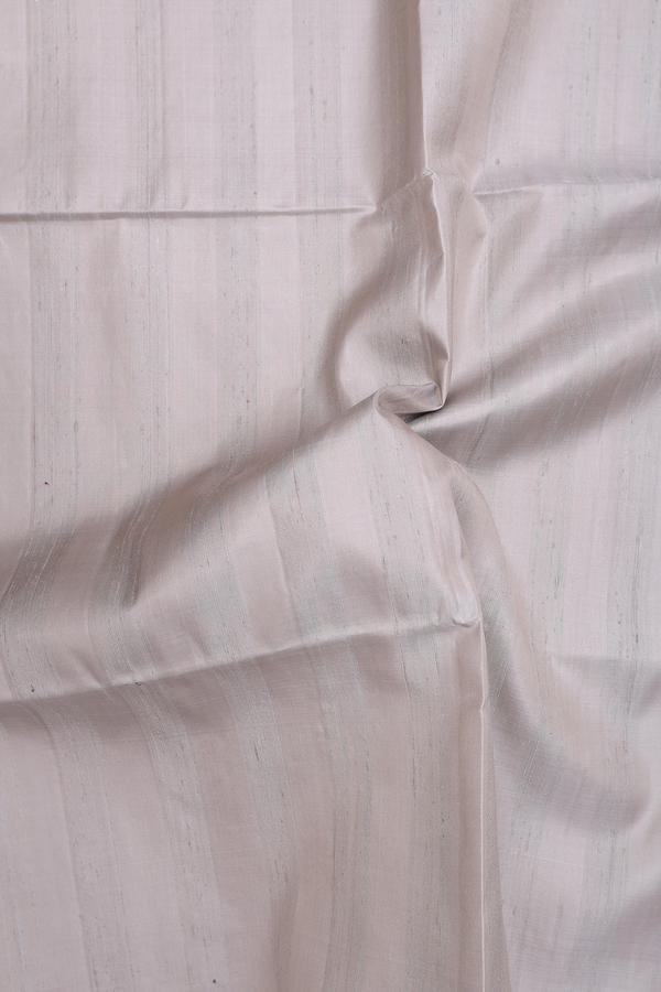 Raw Silk Saree In Grey With Plain