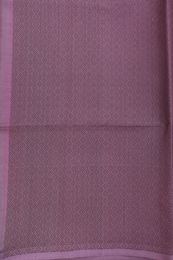 Raw Silk Saree In Greyish Purple With Self Stripes Design