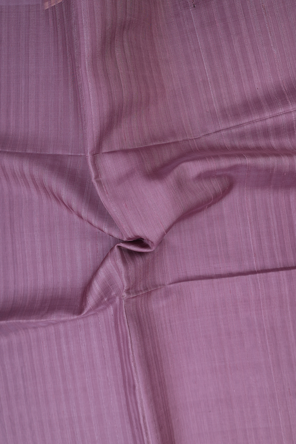 Raw Silk Saree In Greyish Purple With Self Stripes Design