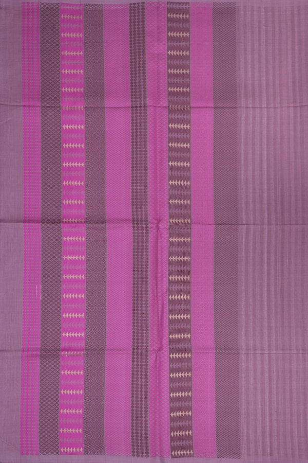 Raw Silk Saree In Greyish Purple With Self Stripes Design