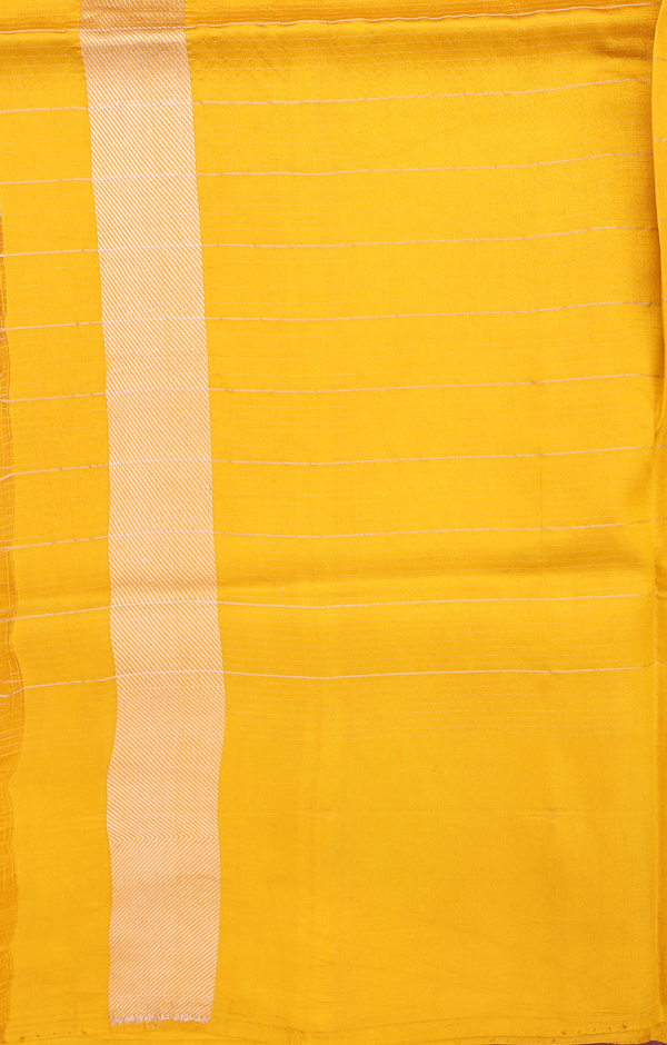 Raw Silk Saree In Honey Yellow With Checks Design