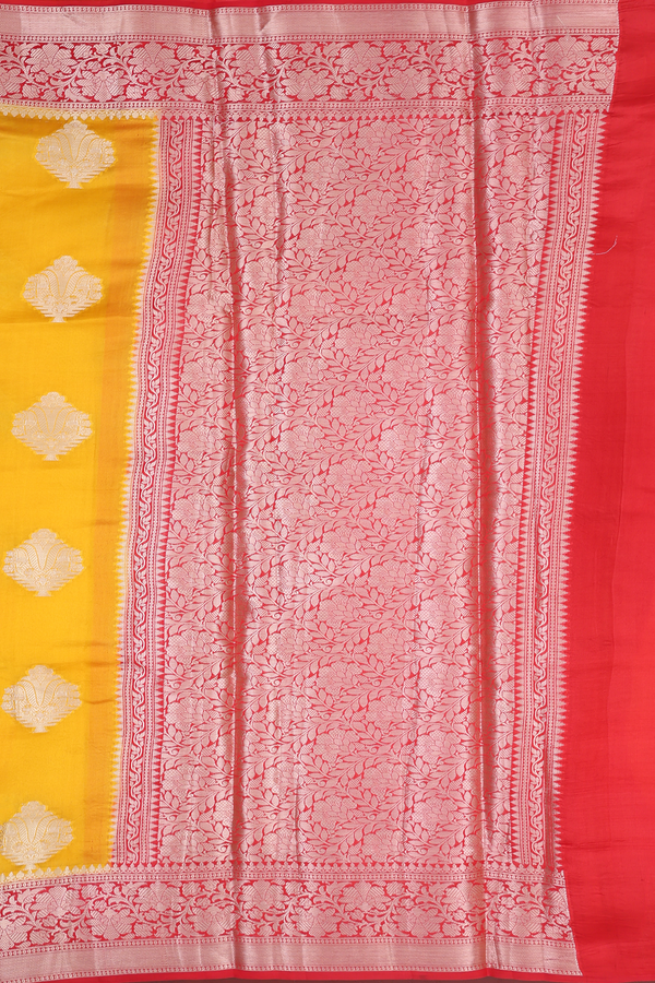 Raw Silk Saree In Honey Yellow With Zari Motifs