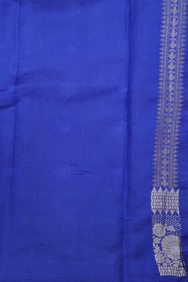 Raw Silk Saree In Indigo Blue With Allover Design