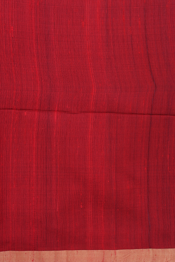Raw Silk Saree In Plain Indigo Blue With Zari Border