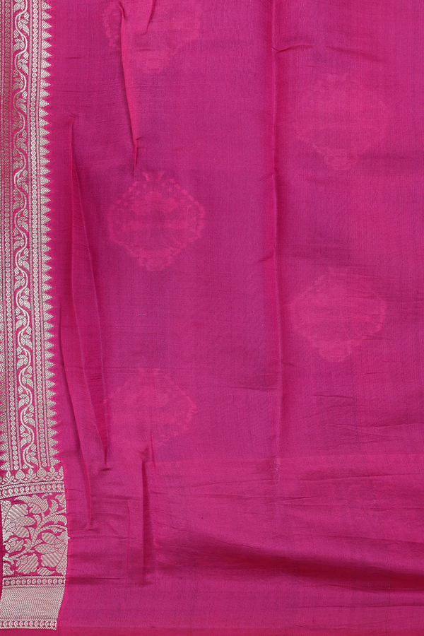 Raw Silk Saree In Indigo Blue With Zari Motifs