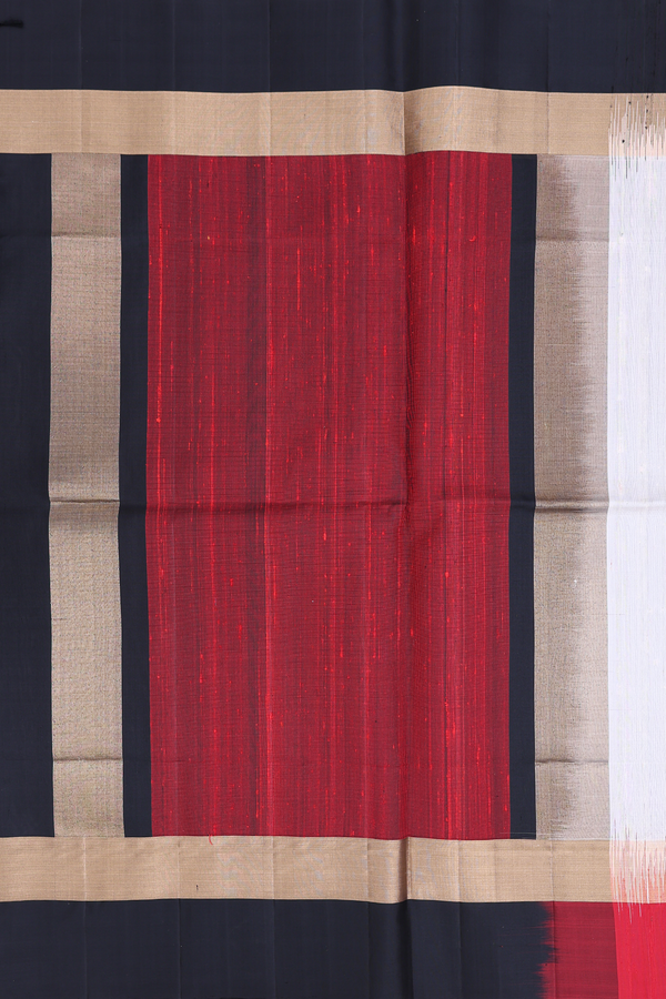 Raw Silk Saree In Ivory With Ganga Jamuna Border