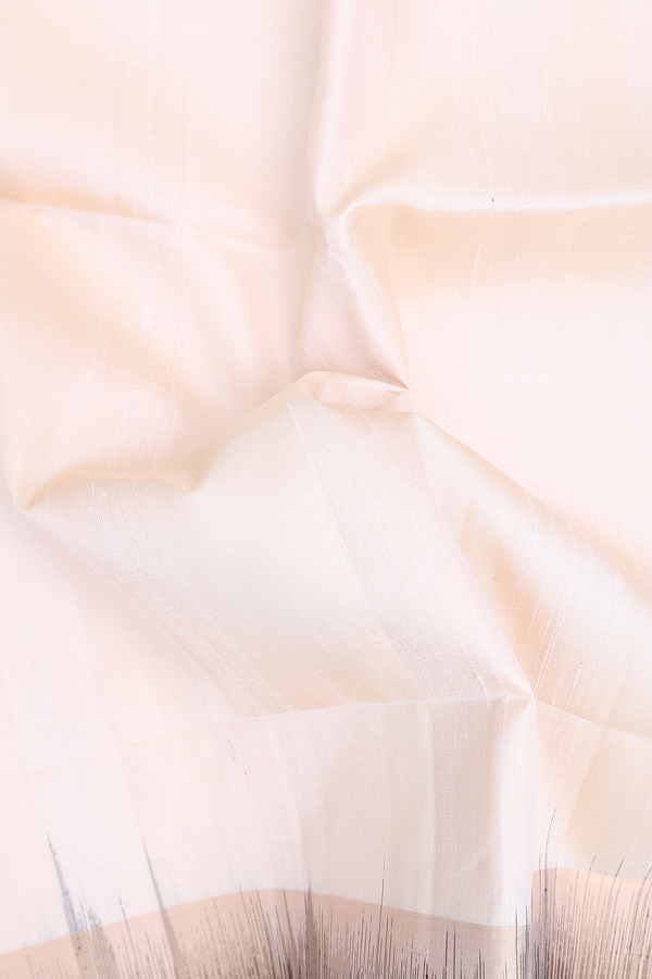 Raw Silk Saree In Ivory With Ganga Jamuna Border