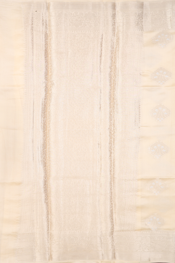 Raw Silk Saree In Ivory With Zari Motifs