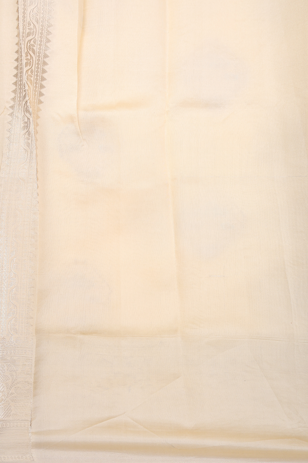 Raw Silk Saree In Ivory With Zari Motifs