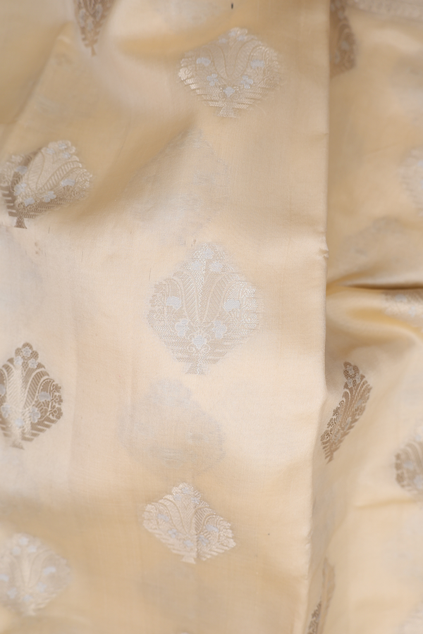 Raw Silk Saree In Ivory With Zari Motifs