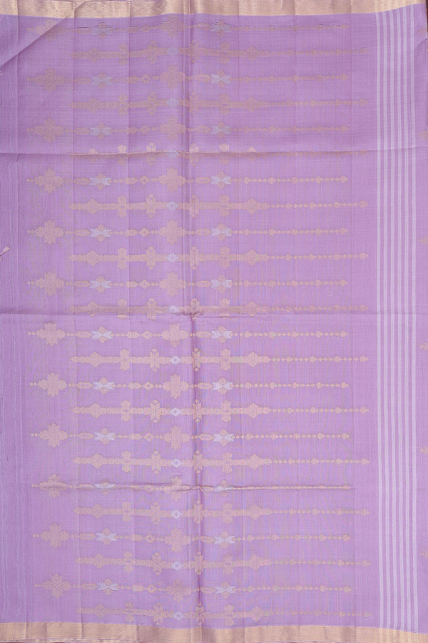 Raw Silk Saree In Lavender With Stripes Design