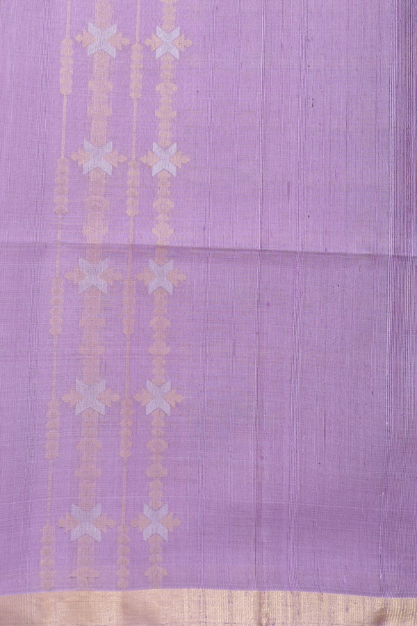 Raw Silk Saree In Lavender With Stripes Design
