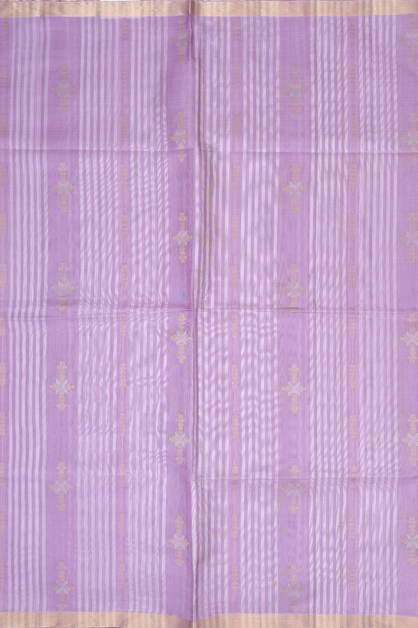 Raw Silk Saree In Lavender With Stripes Design