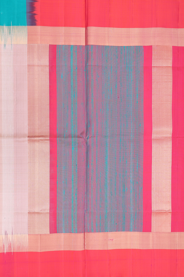 Raw Silk Saree In Light Brown With Ganga Jamuna Border