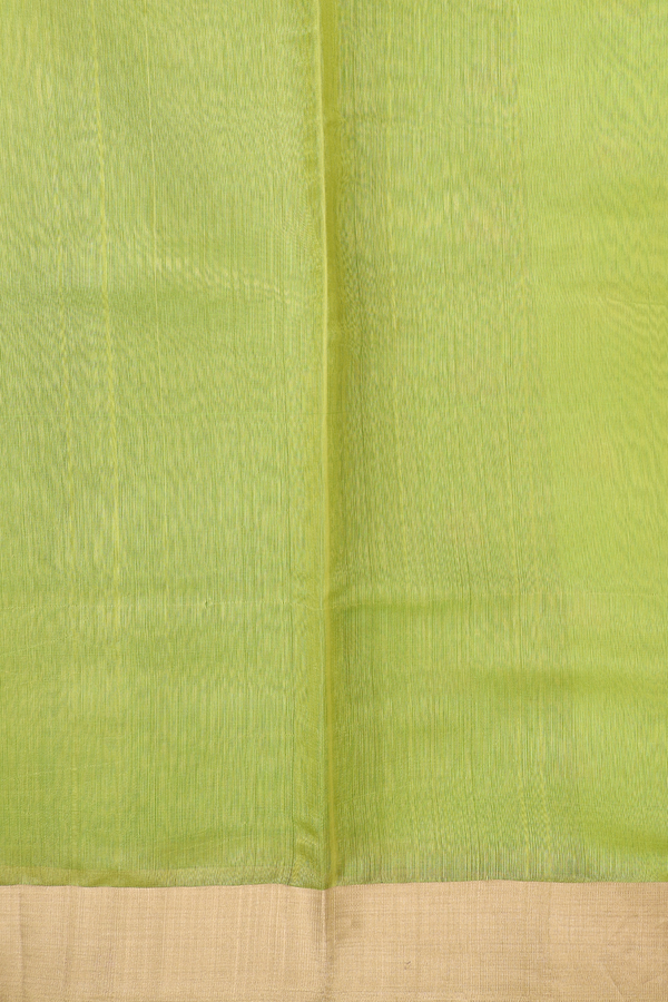 Raw Silk Saree In Lime Green With Floral Buttas