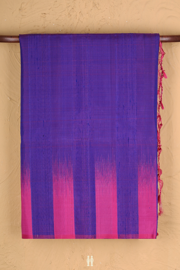 Raw Silk Saree In Purple With Stripes Border