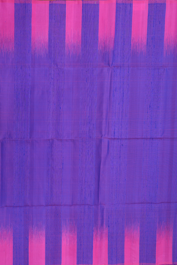 Raw Silk Saree In Purple With Stripes Border